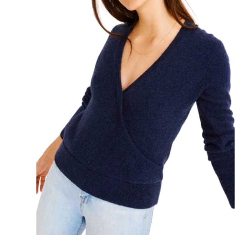 Madewell Navy Faux Wrap Pullover Sweater XS